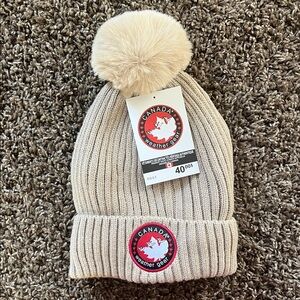 Canada Weather Gear Beige Pom Pom Beanie